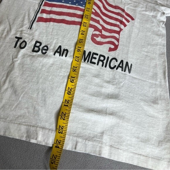 Vintage TShirt Single Stitch I’m proud to be an American Size S USA Flag - Picture 5 of 16